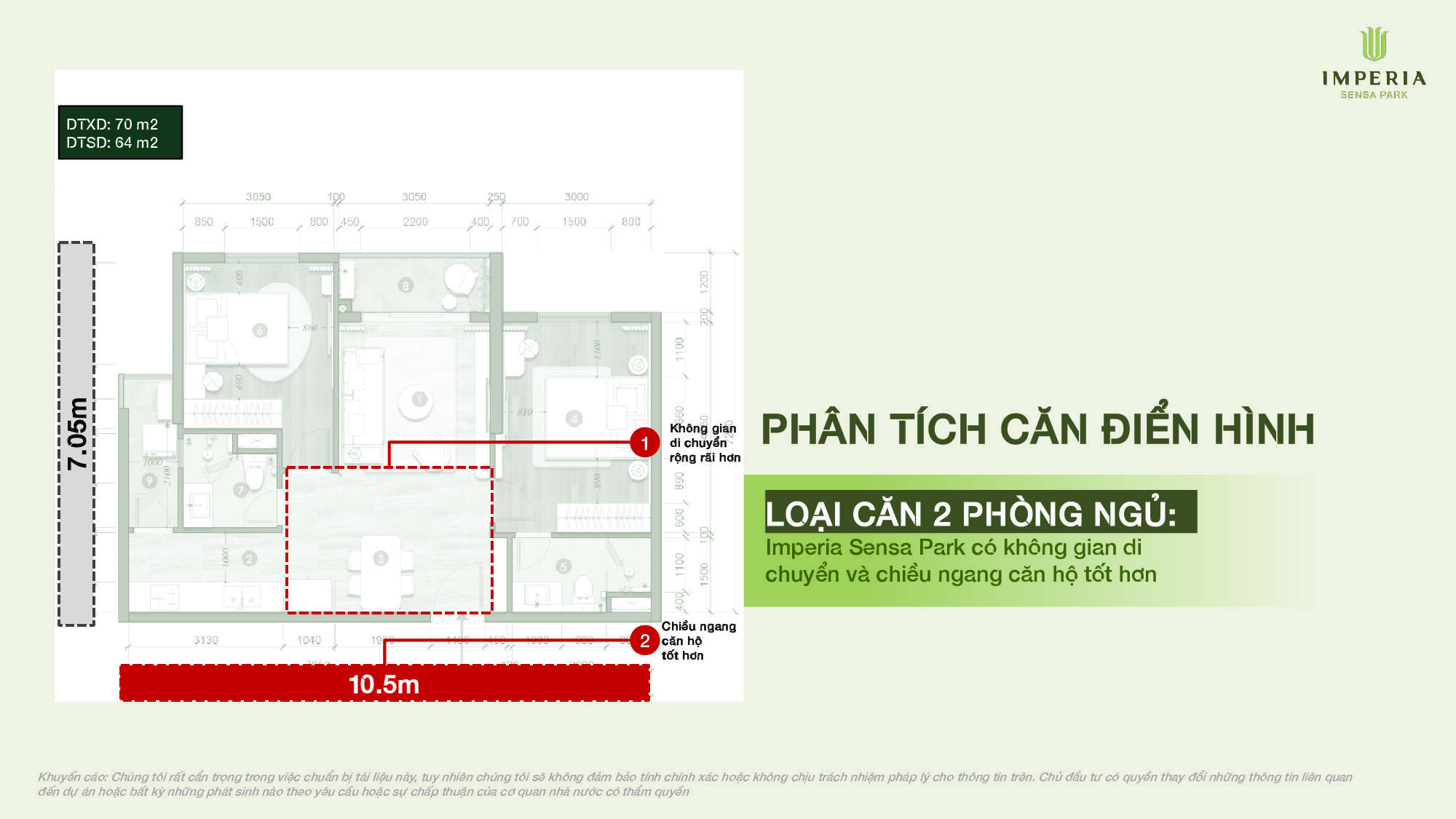 Mặt bằng căn hộ 2 phòng ngủ