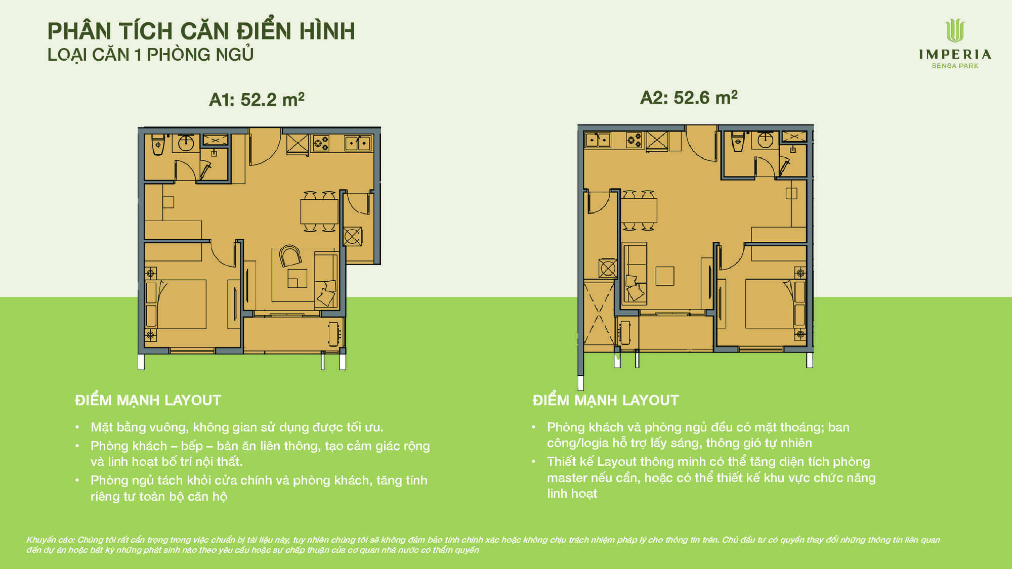 Chi tiết căn hộ 1 phòng ngủ